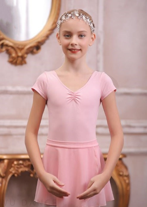 Short Sleeve Leotard With Pinched Front