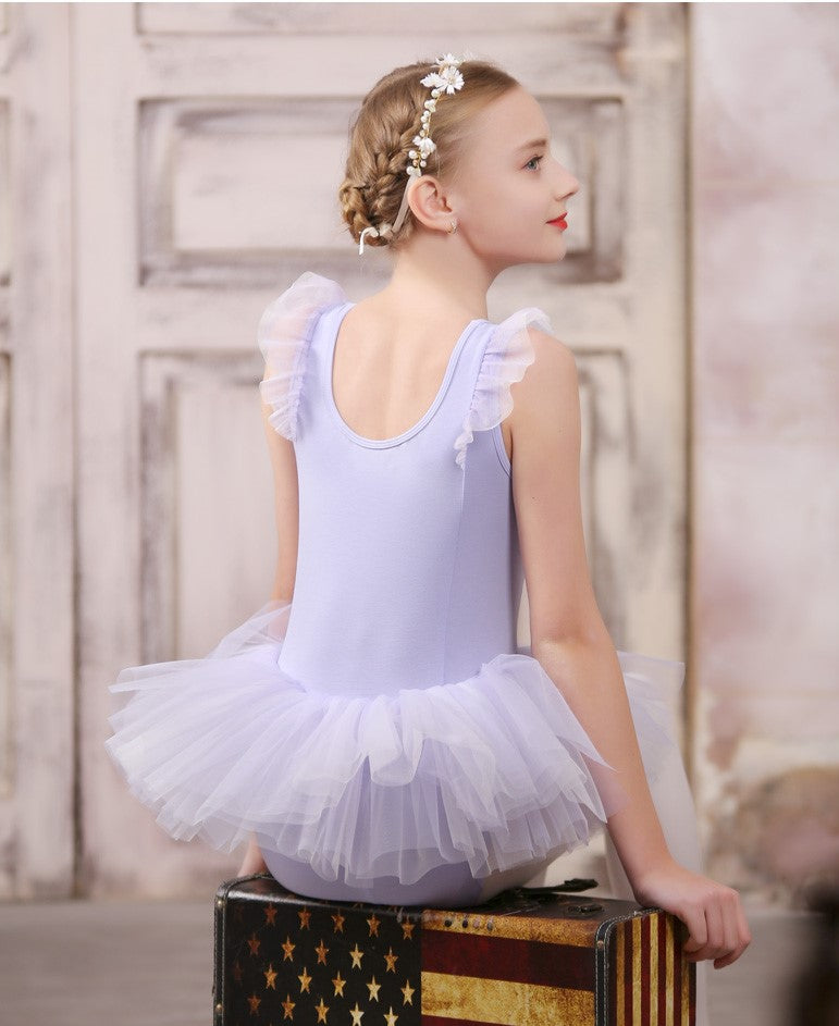 Lotus Leaf Sleeve 4 Layer Tutu Leotard