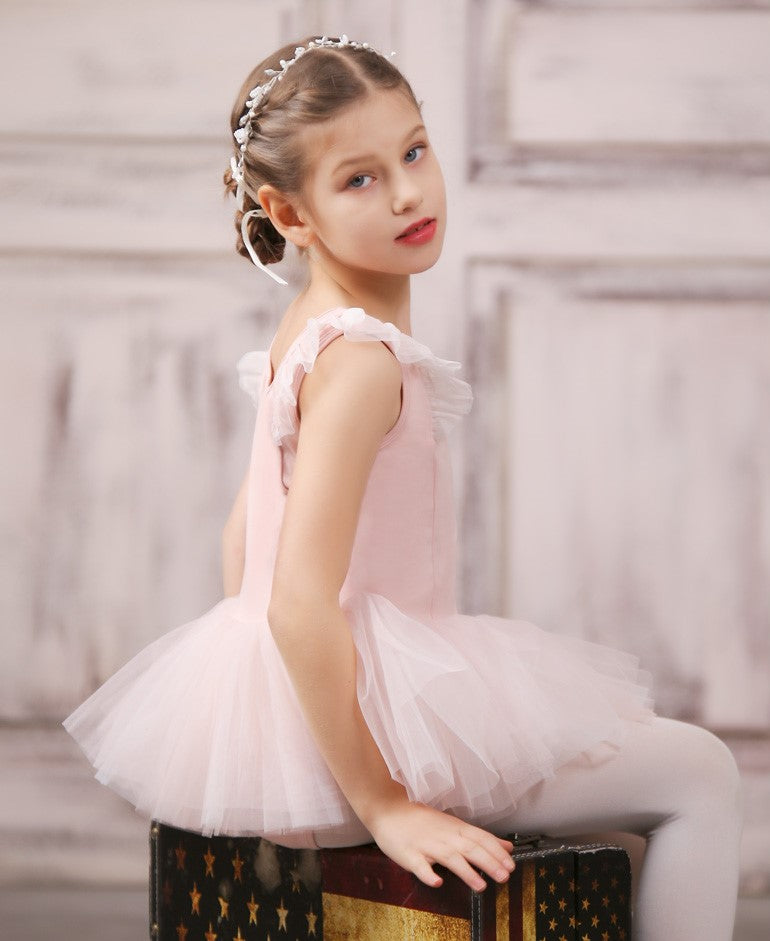 Lotus Leaf Sleeve 4 Layer Tutu Leotard